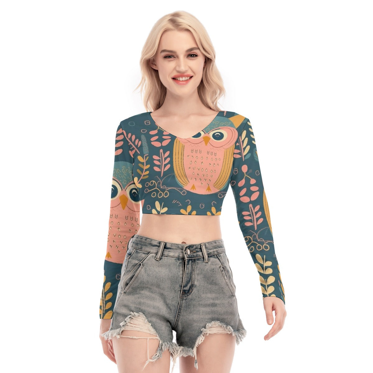 All-Over Print Women's Back Hollow T-shirt With Strap