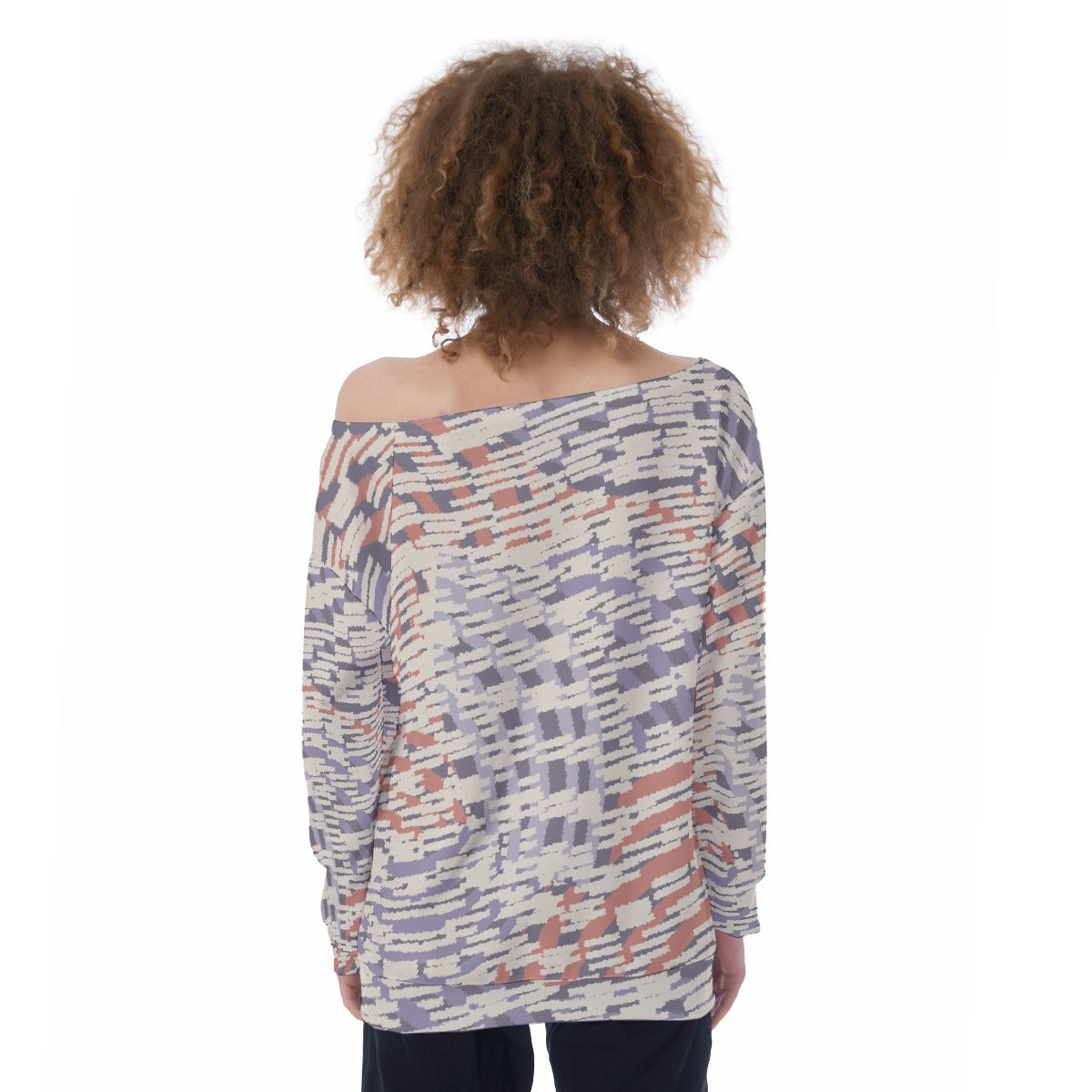 All-Over Print Oversized Women's Off-Shoulder Sweatshirt