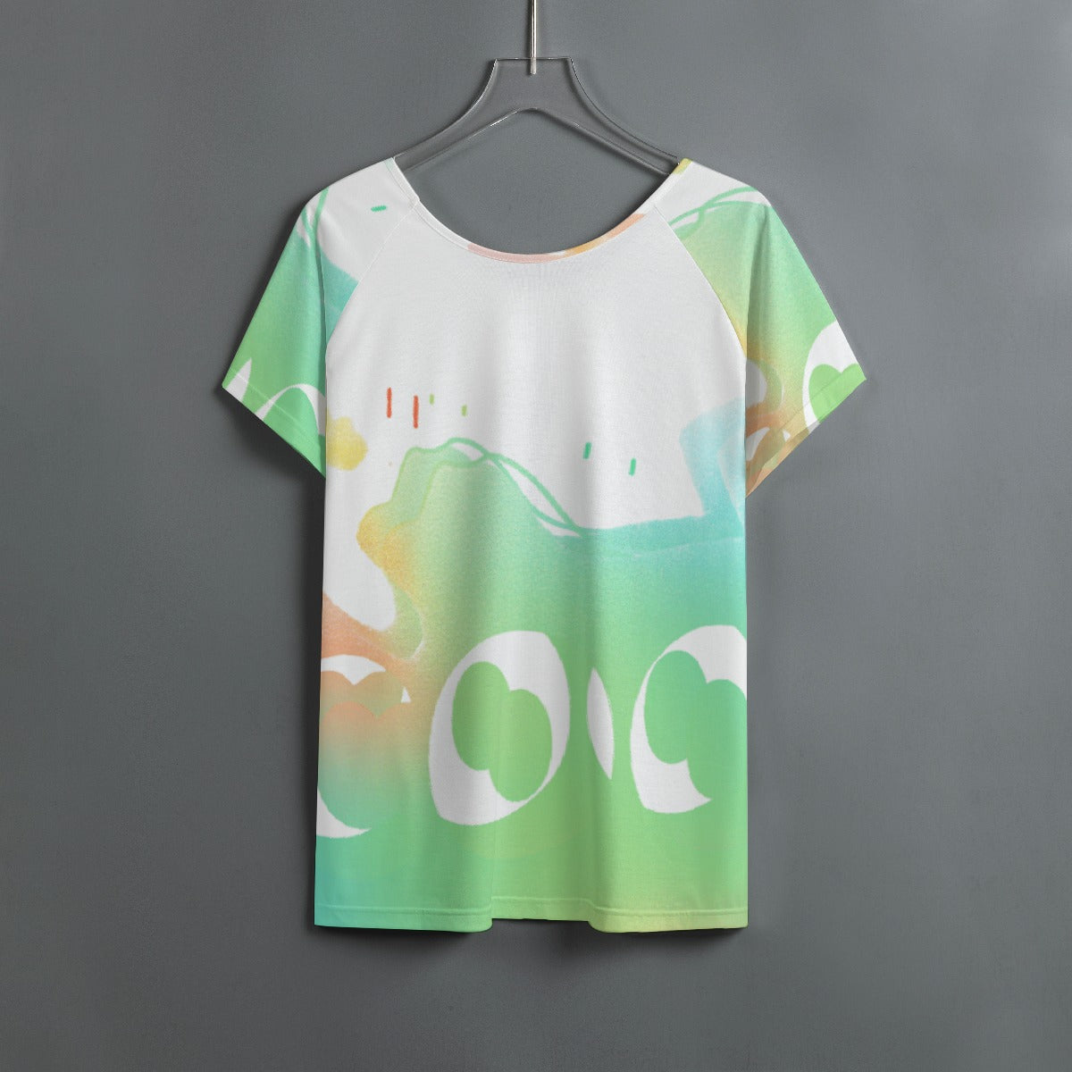 All-Over Print Women's Round Neck T-shirt With Raglan Sleeve