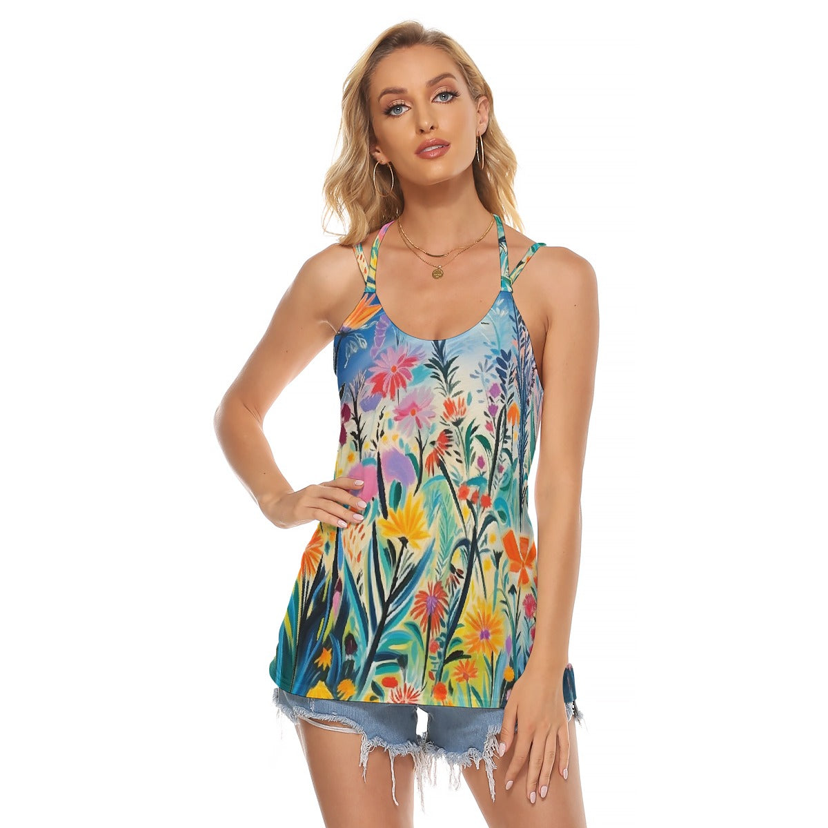 All-Over Print Women's Halter Top With Backless