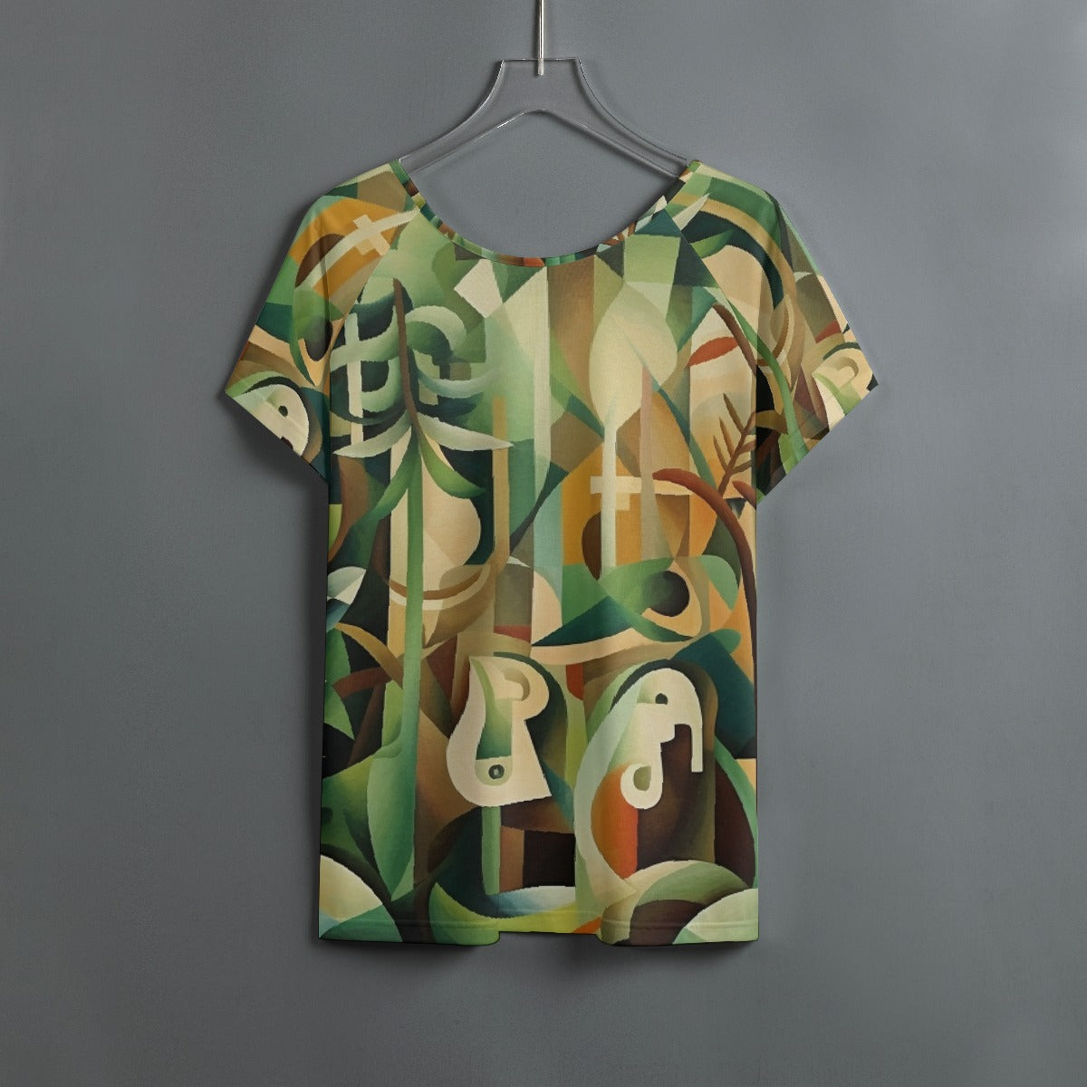 All-Over Print Women's Round Neck T-shirt With Raglan Sleeve