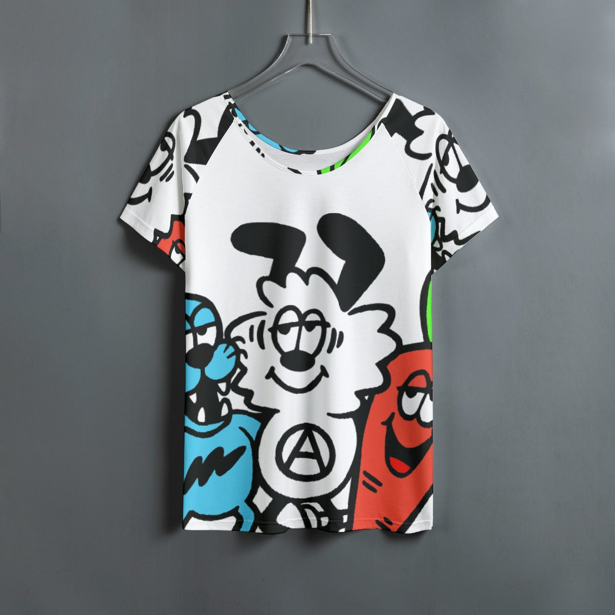 All-Over Print Women's Round Neck T-shirt With Raglan Sleeve