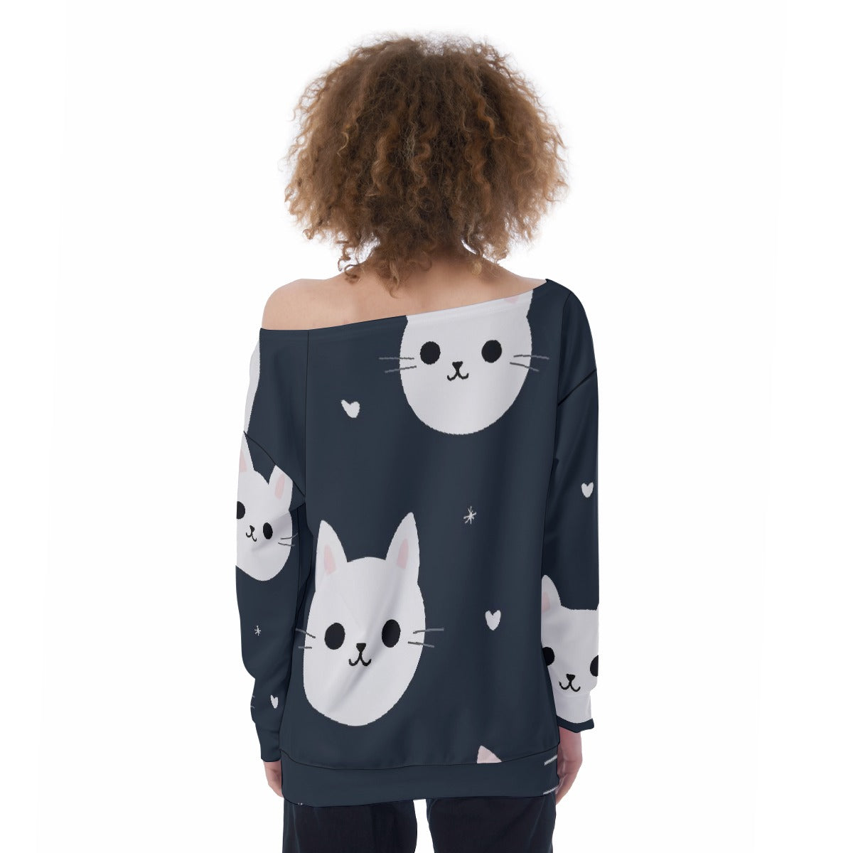All-Over Print Oversized Women's Off-Shoulder Sweatshirt