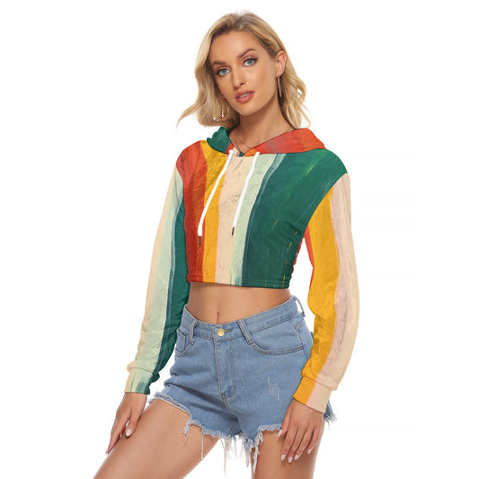 All-Over Print Women's Crop Top Hoodie|Velvet
