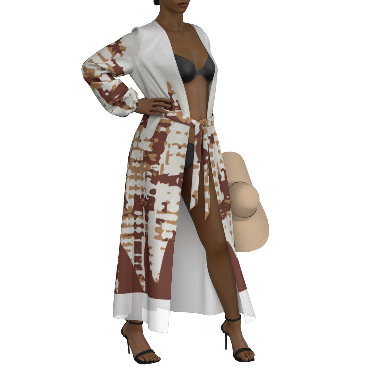 All-Over Print Women's Lace-up Chiffon Robe