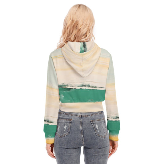 All-Over Print Women's Crop Top Hoodie With Zipper Closure
