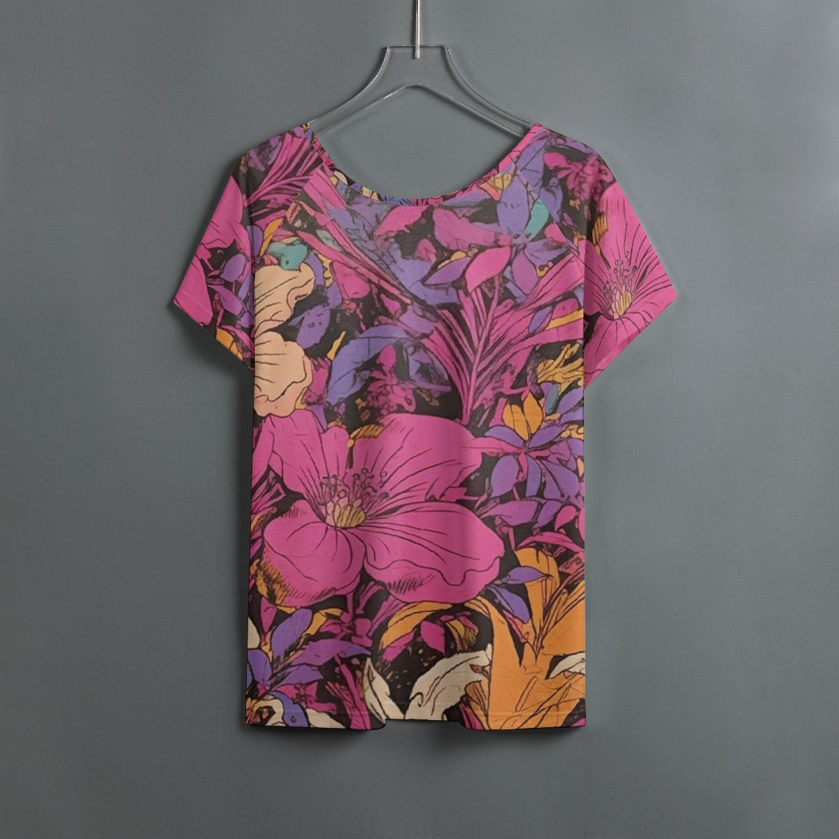 All-Over Print Women's Round Neck T-shirt With Raglan Sleeve