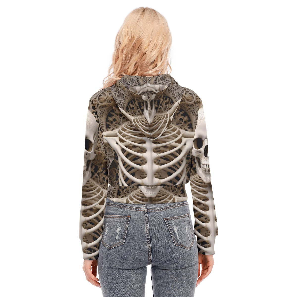 All-Over Print Women's Crop Top Hoodie With Zipper Closure