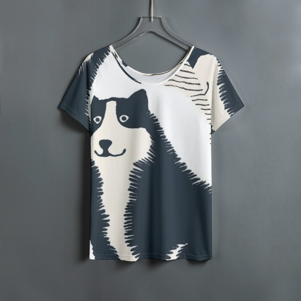 All-Over Print Women's Round Neck T-shirt With Raglan Sleeve