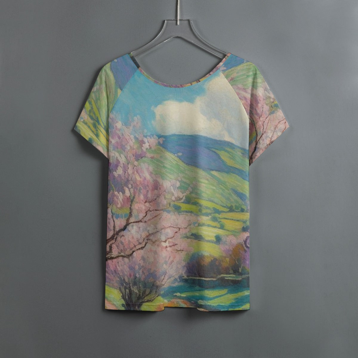 All-Over Print Women's Round Neck T-shirt With Raglan Sleeve