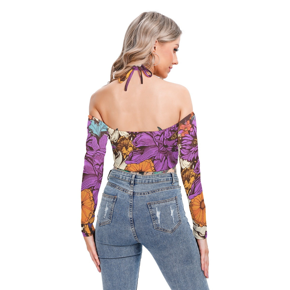 All-Over Print Women's Halter Lace-up Top