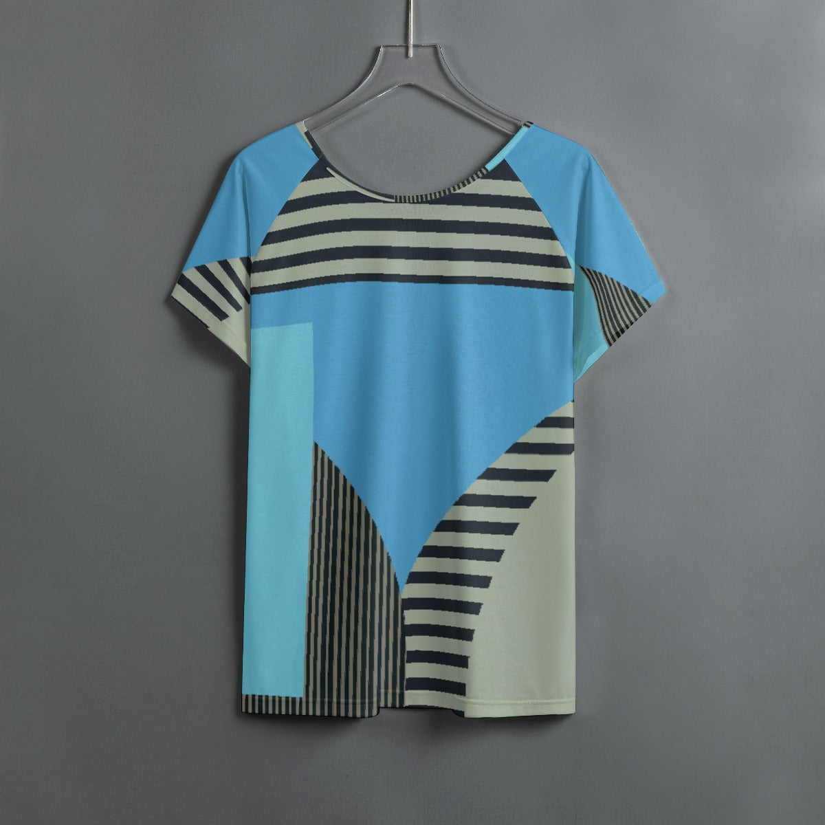 All-Over Print Women's Round Neck T-shirt With Raglan Sleeve