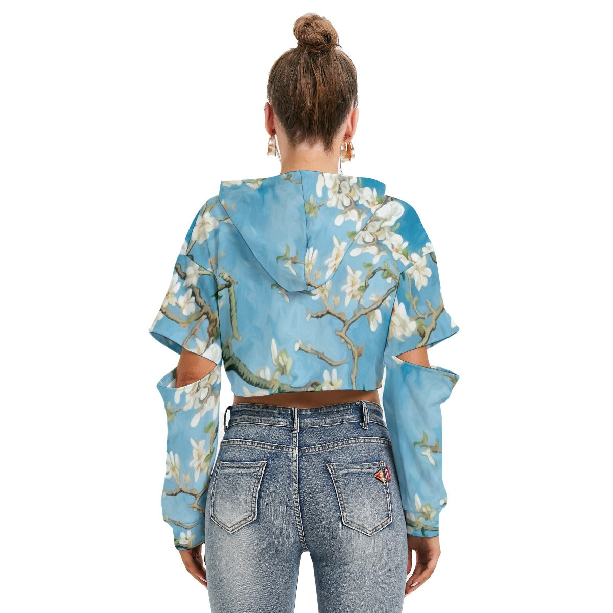 All-Over Print Women's Heavy Fleece Hoodie With Hollow Out Sleeve