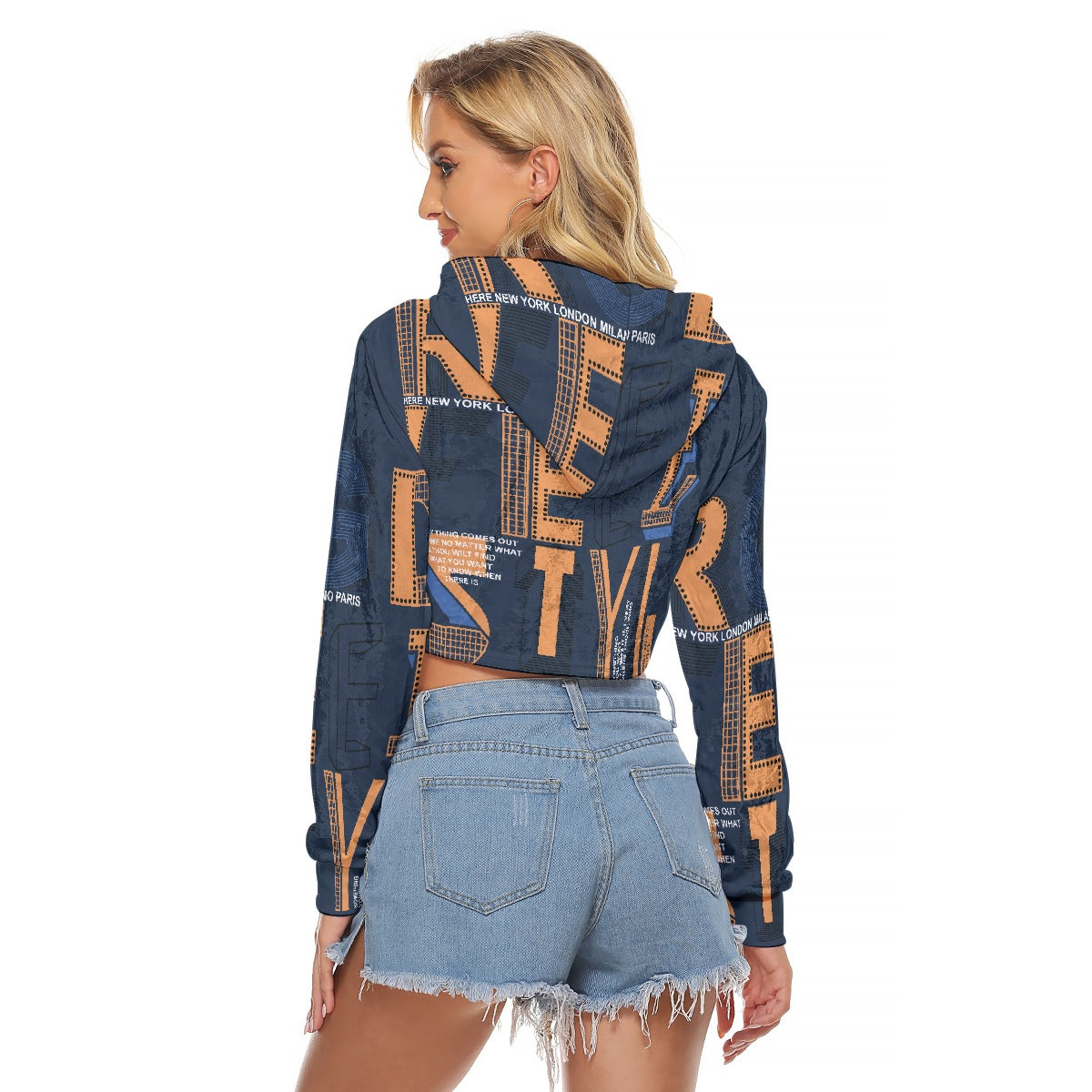 All-Over Print Women's Crop Top Hoodie|Velvet