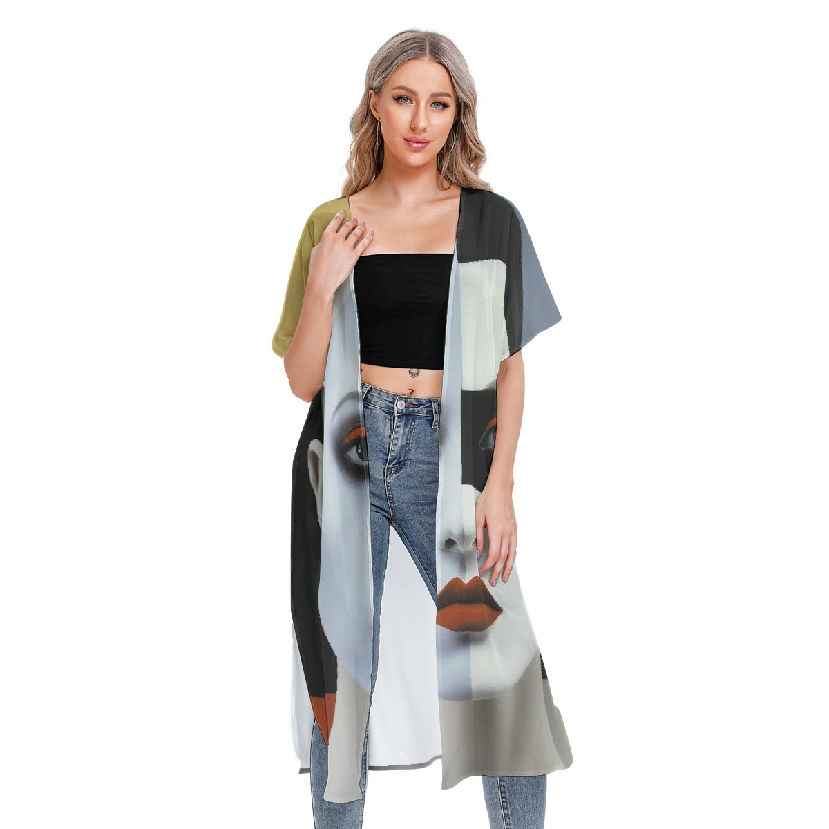 All-Over Print Women's Short Sleeve Cardigan