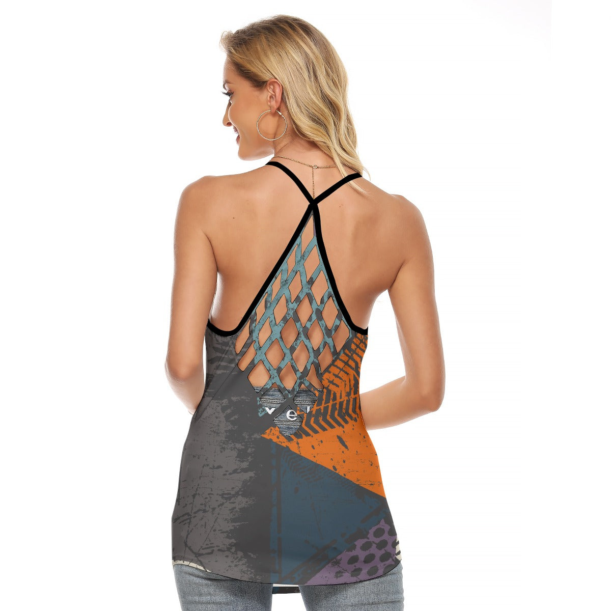 All-Over Print Women's Criss-Cross Open Back Tank Top