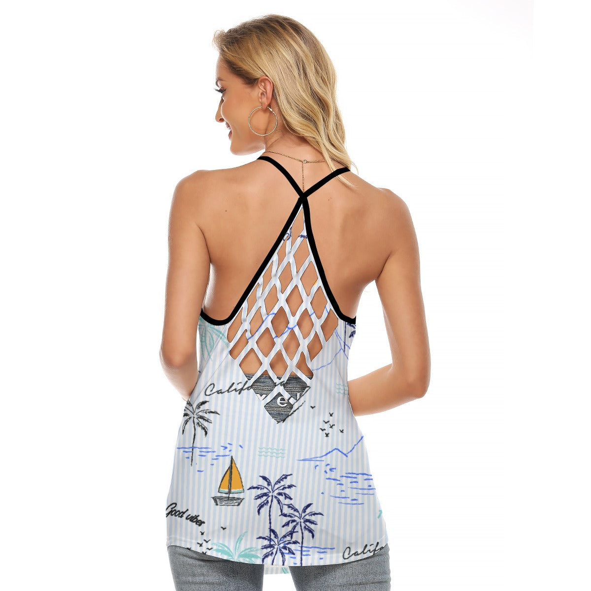 All-Over Print Women's Criss-Cross Open Back Tank Top