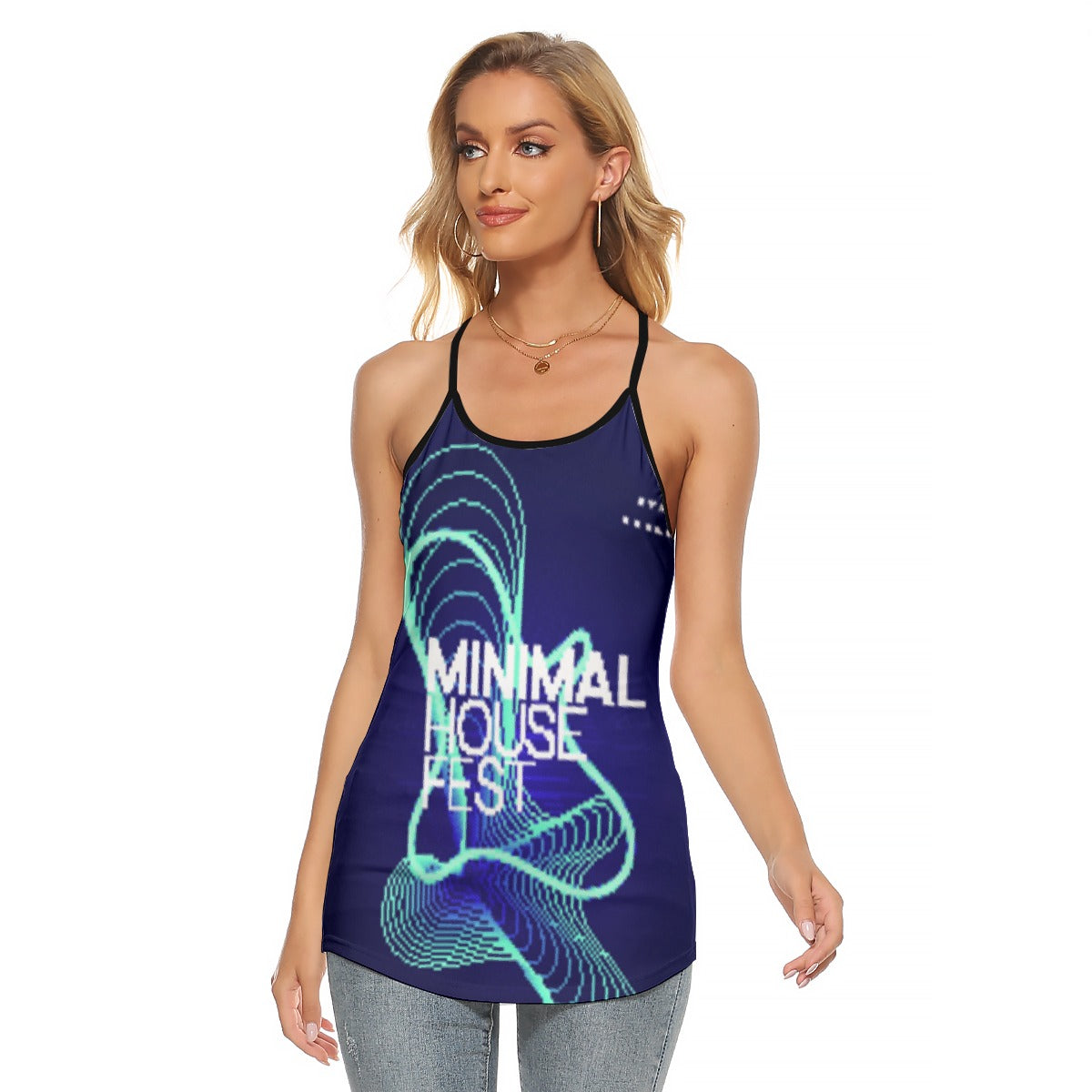 All-Over Print Women's Criss-Cross Open Back Tank Top