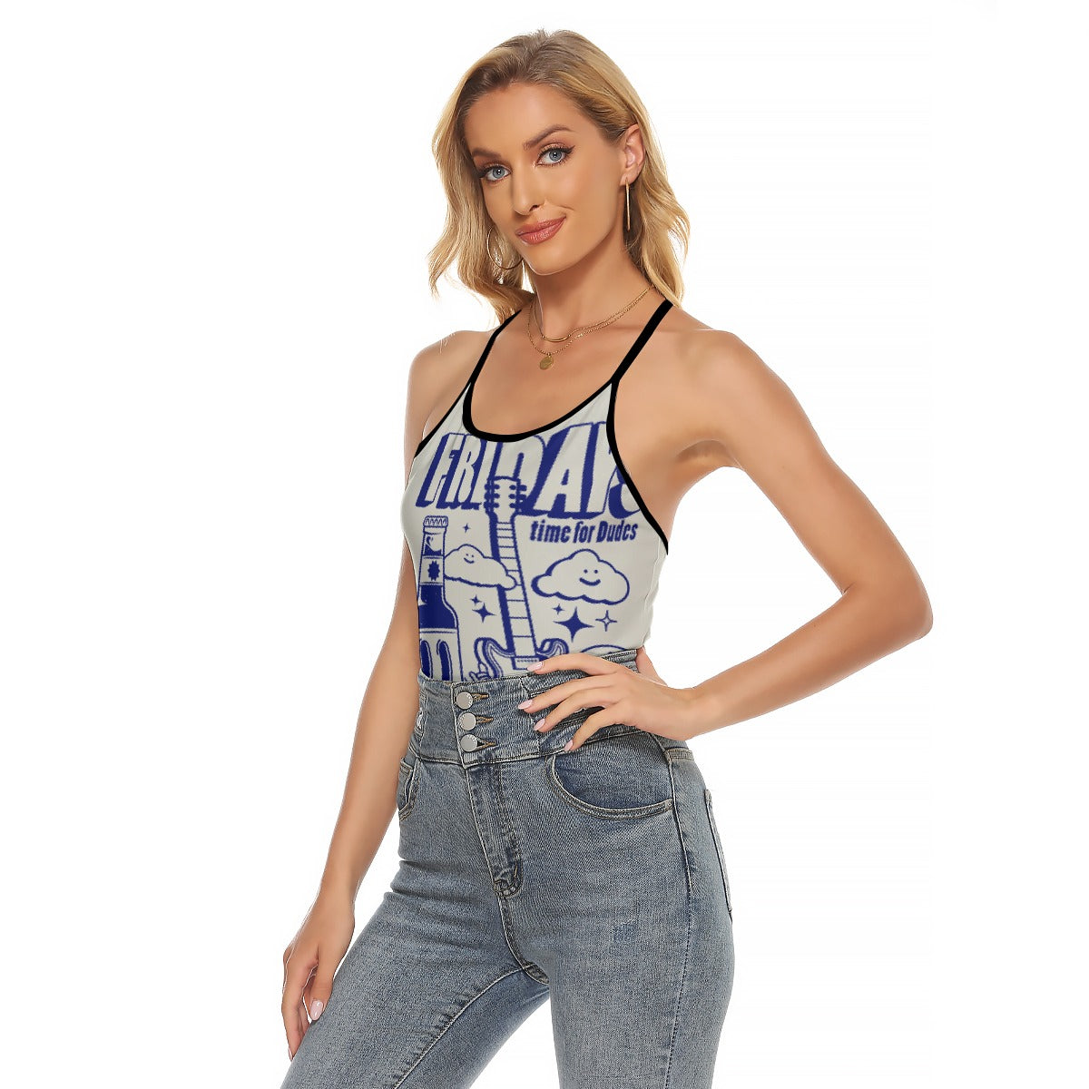 All-Over Print Women's Criss-Cross Open Back Tank Top