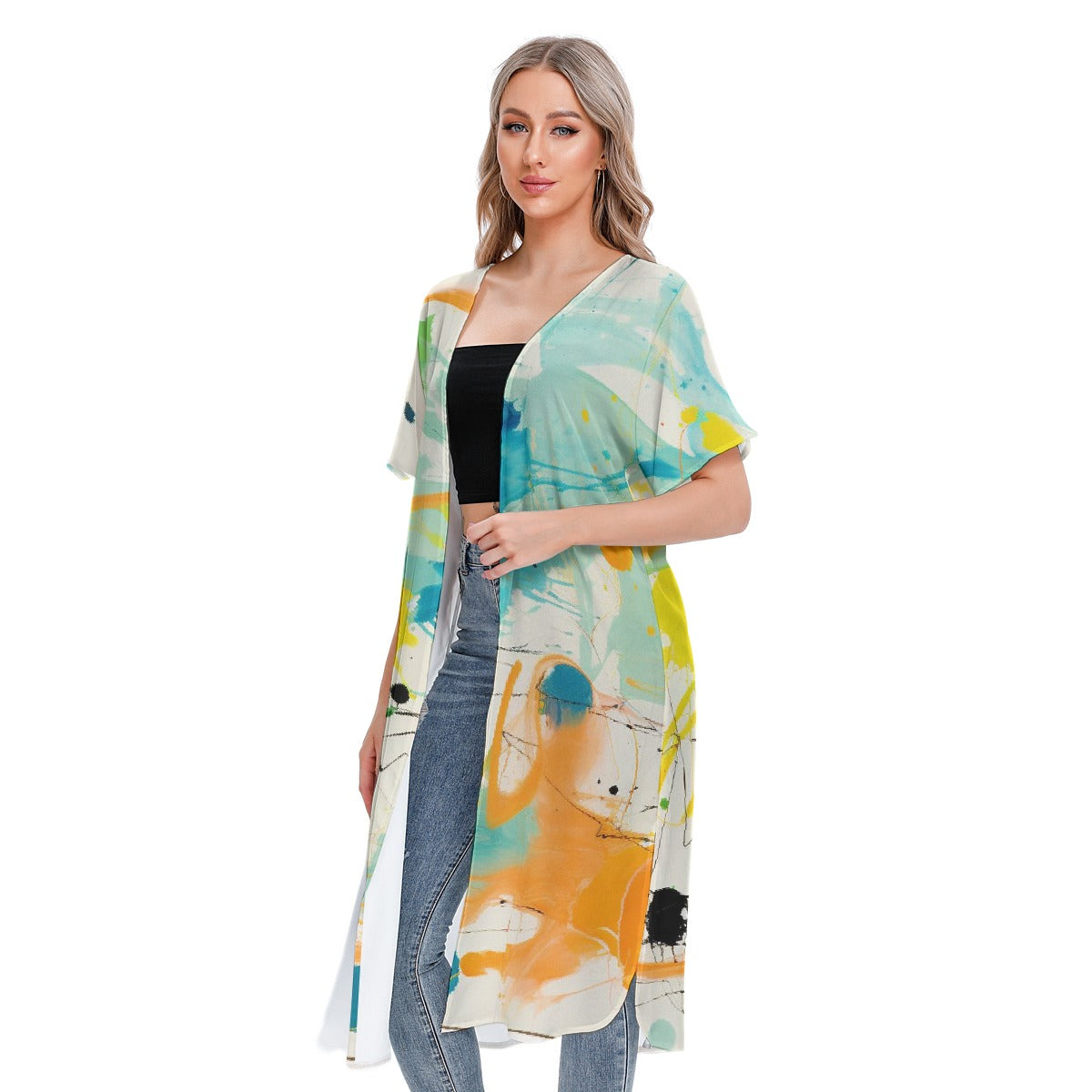 All-Over Print Women's Short Sleeve Cardigan