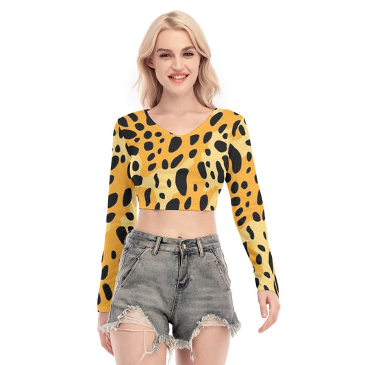 All-Over Print Women's Back Hollow T-shirt With Strap