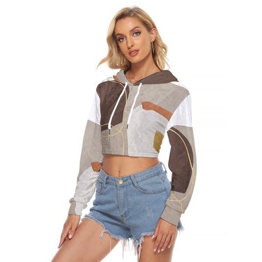 All-Over Print Women's Crop Top Hoodie|Velvet