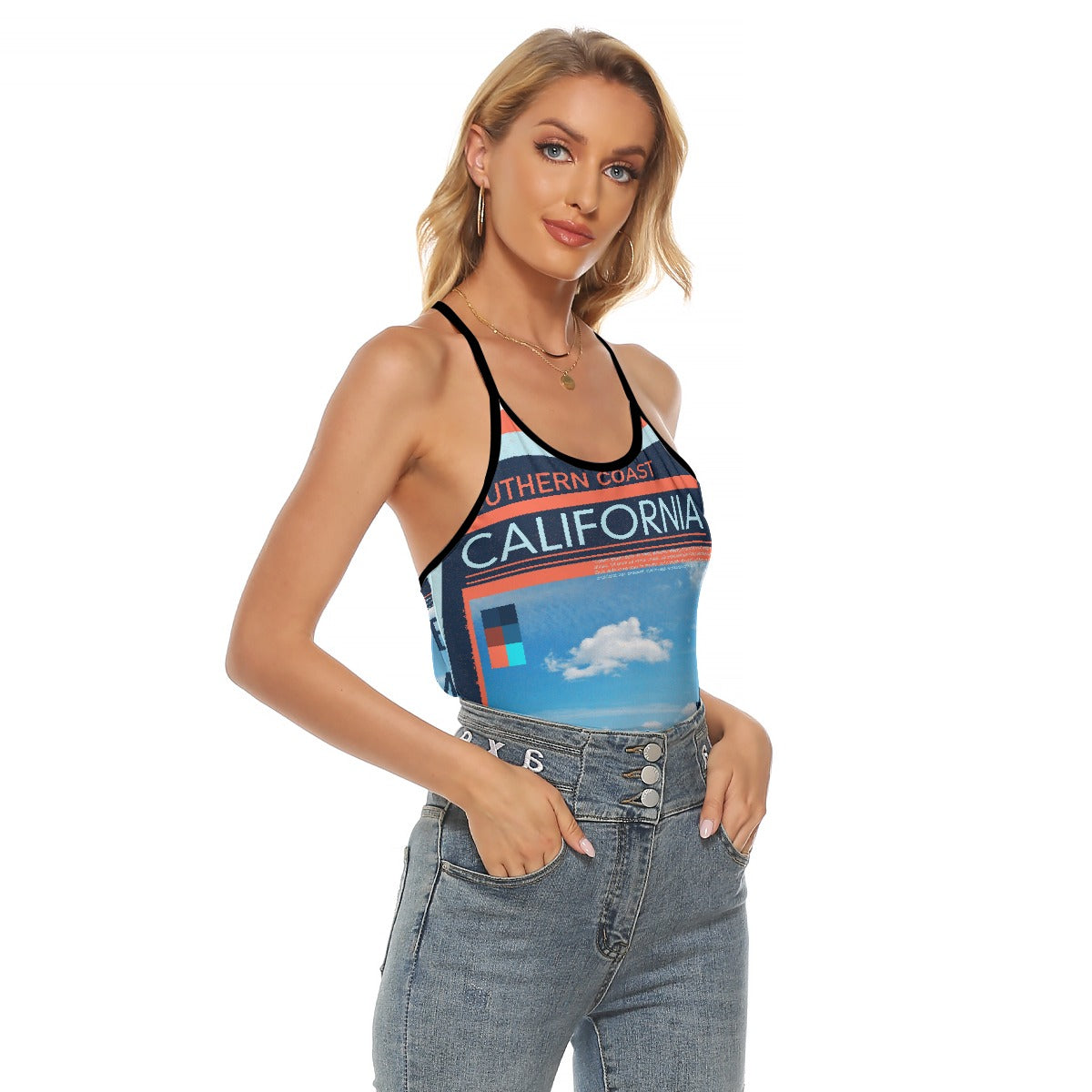 All-Over Print Women's Criss-Cross Open Back Tank Top