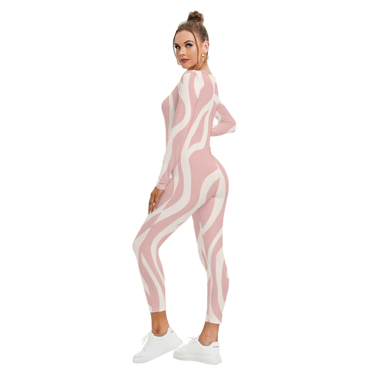 All-Over Print Women's Plunging Neck Jumpsuit