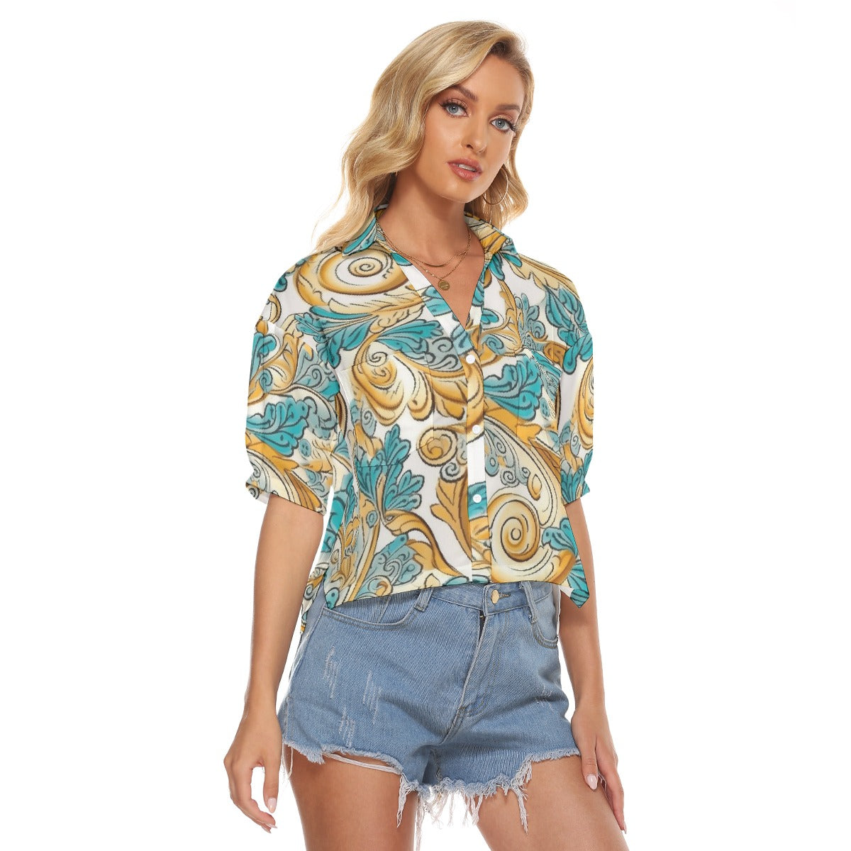 All-Over Print Women's V-neck Shirts