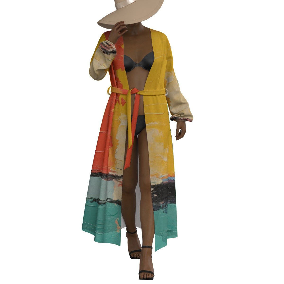 All-Over Print Women's Lace-up Chiffon Robe