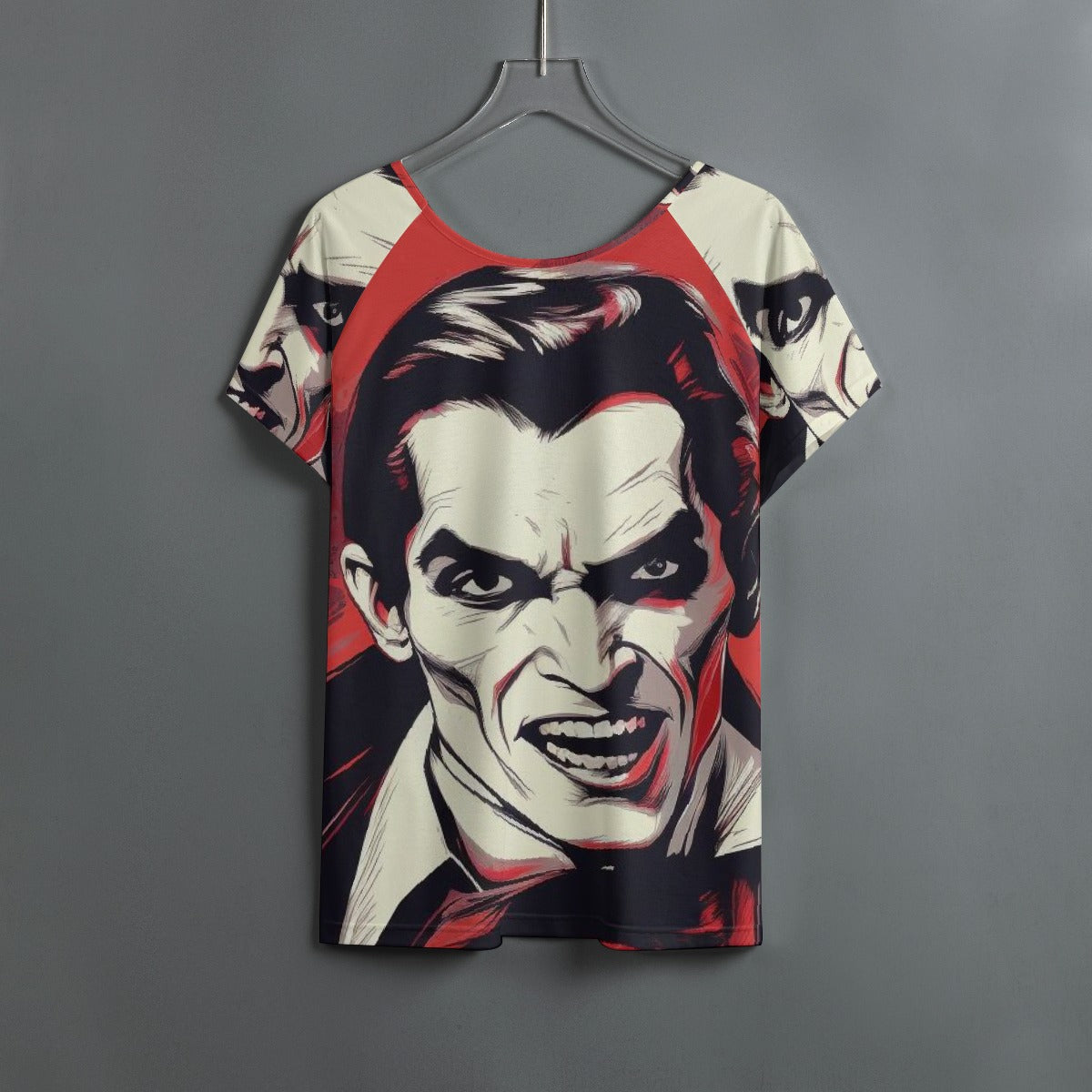 All-Over Print Women's Round Neck T-shirt With Raglan Sleeve