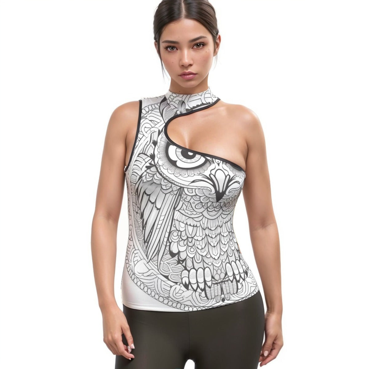 All-Over Print Women's Halter Sleeveless Asymmetrical Tank Top