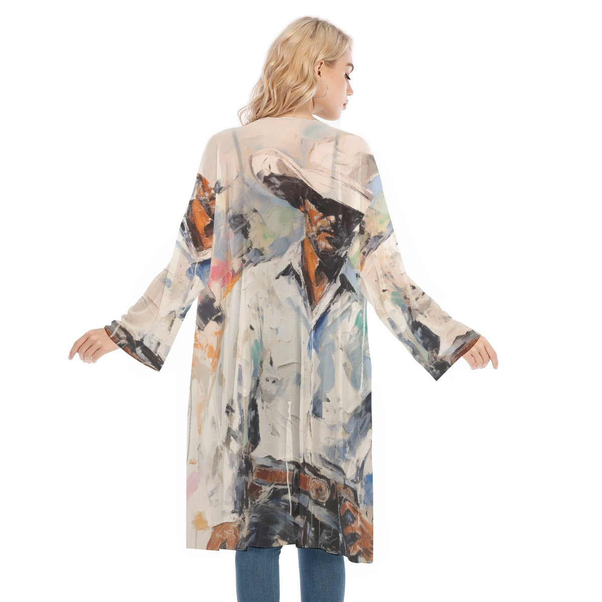 All- Over Print Women's Long Sleeve Mesh Cardigan