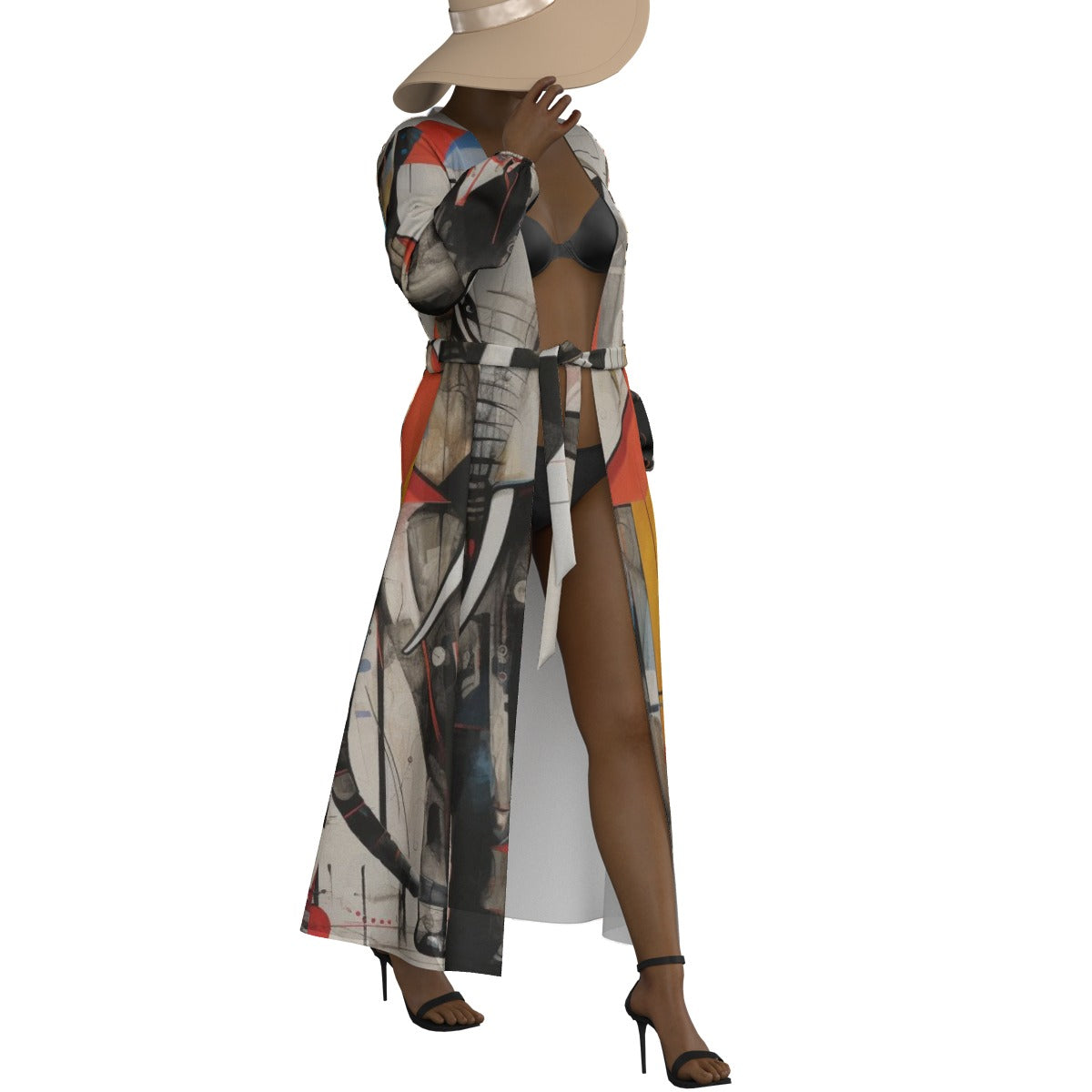 All-Over Print Women's Lace-up Chiffon Robe