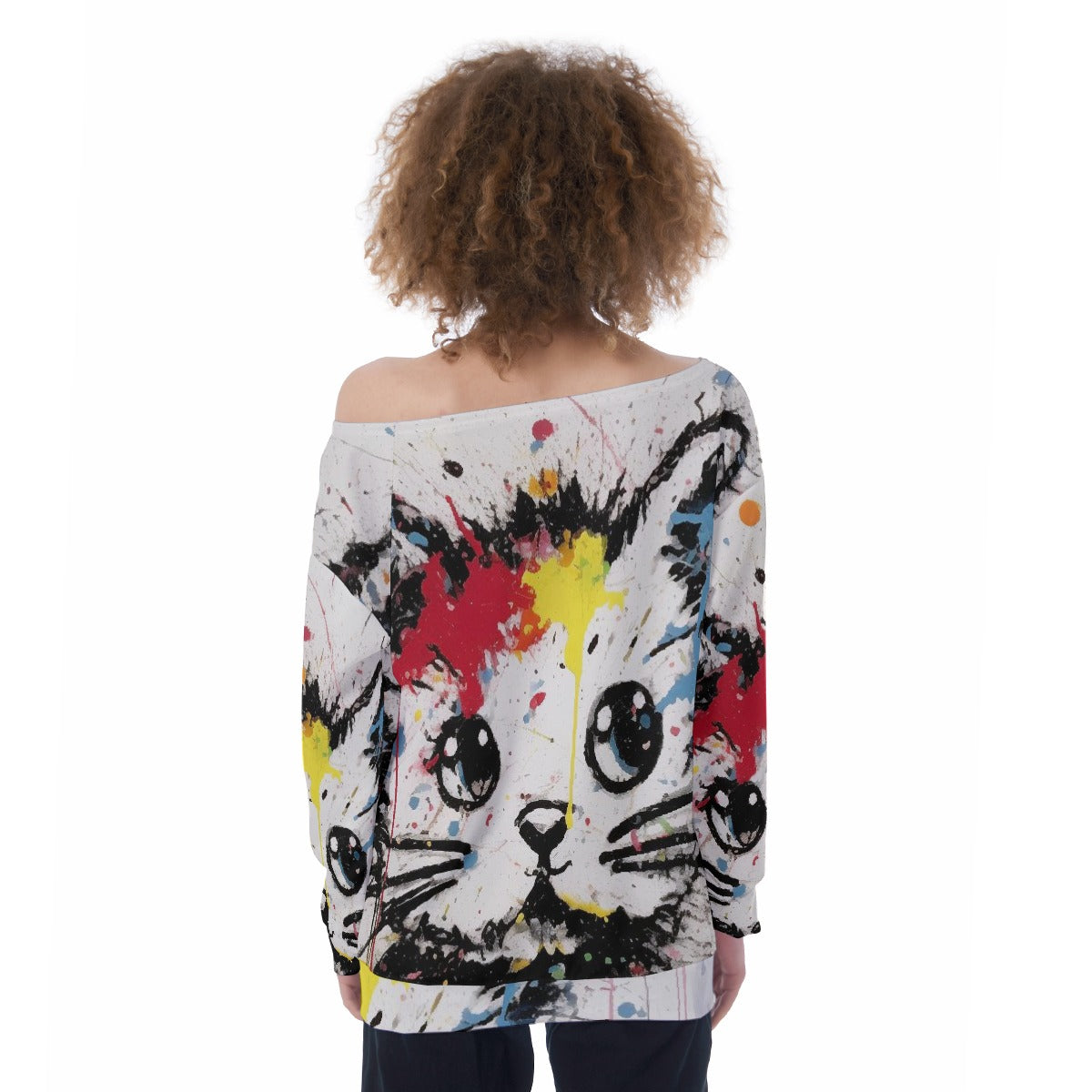 All-Over Print Oversized Women's Off-Shoulder Sweatshirt