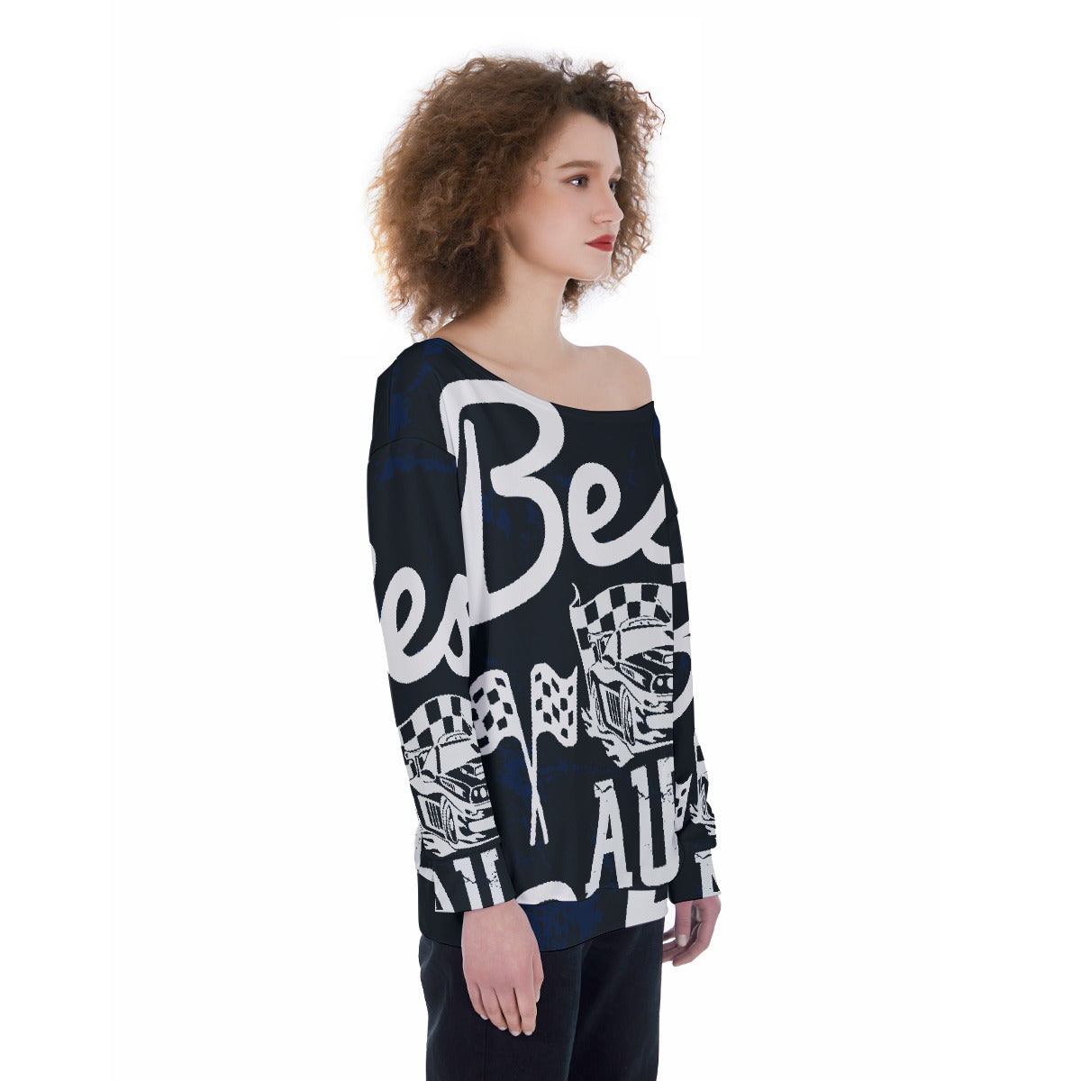 All-Over Print Oversized Women's Off-Shoulder Sweatshirt