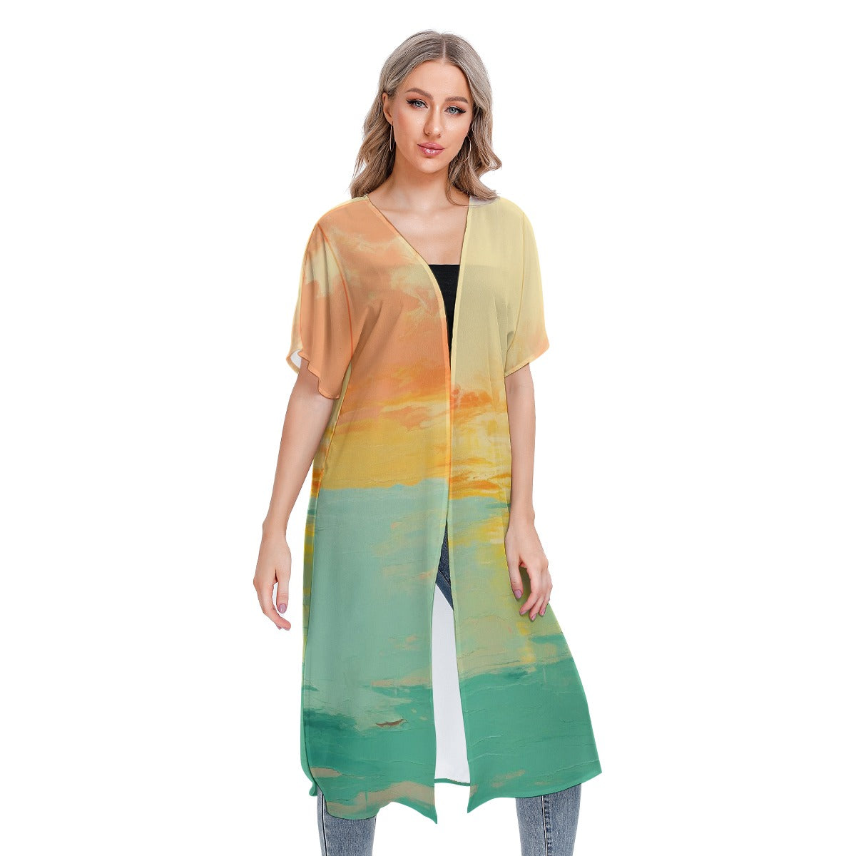 All-Over Print Women's Short Sleeve Cardigan