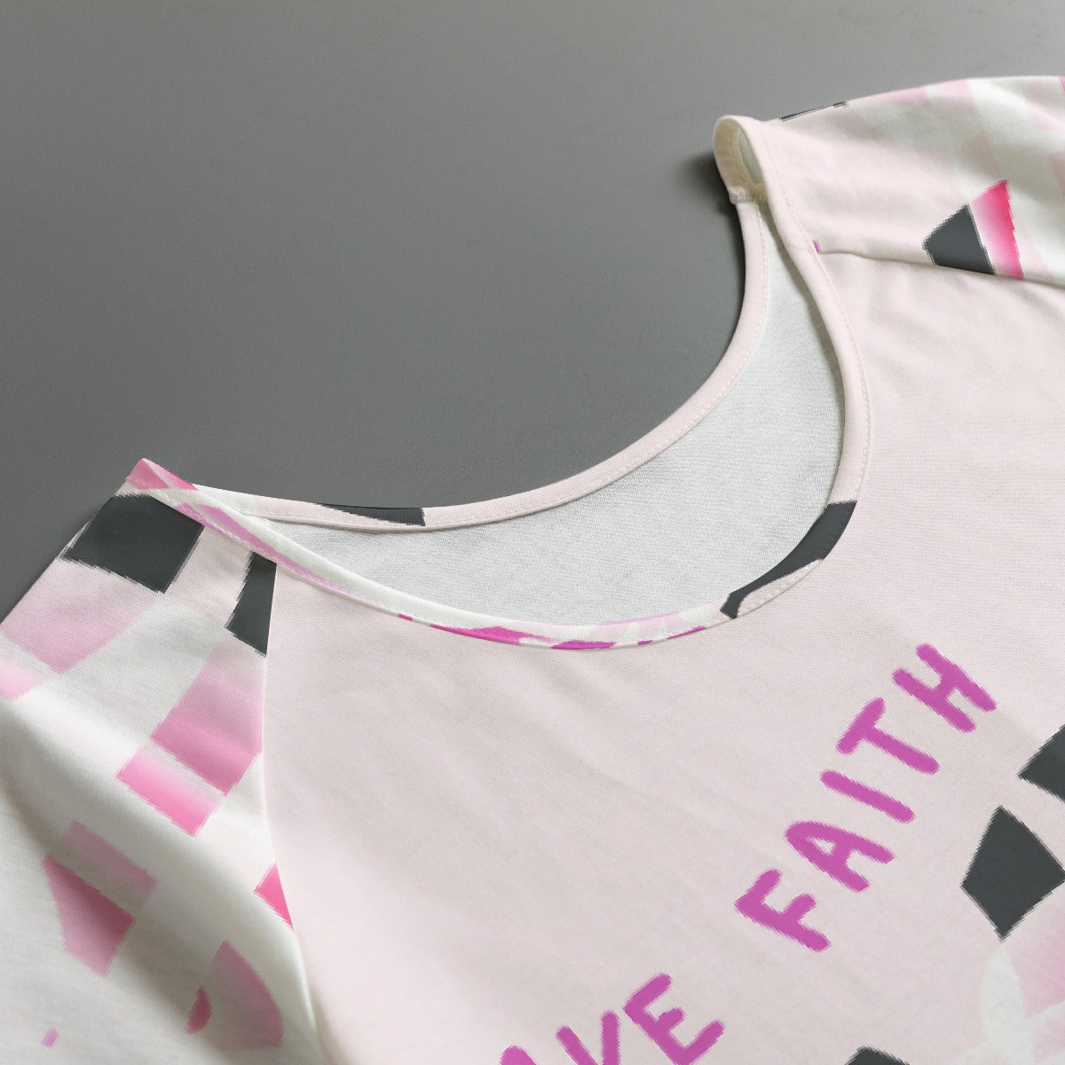 All-Over Print Women's Round Neck T-shirt With Raglan Sleeve