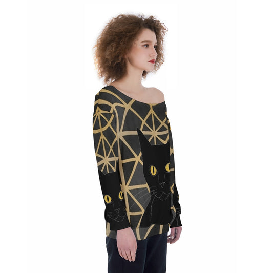 All-Over Print Oversized Women's Off-Shoulder Sweatshirt