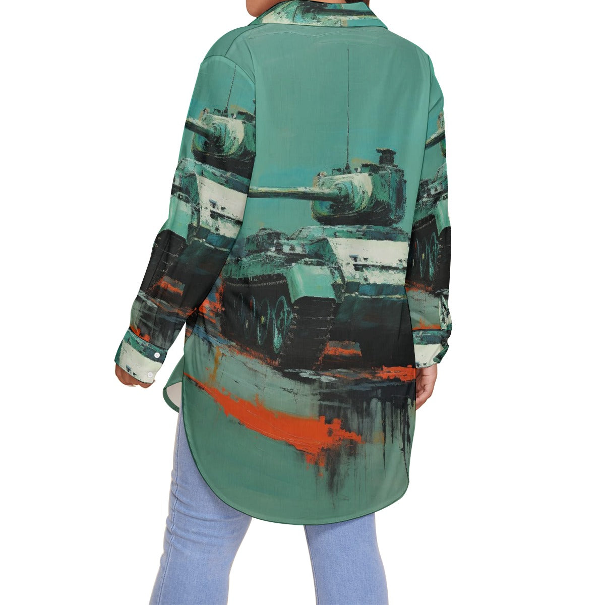 All-Over Print Women's Shirt With Long Sleeve(Plus Size)