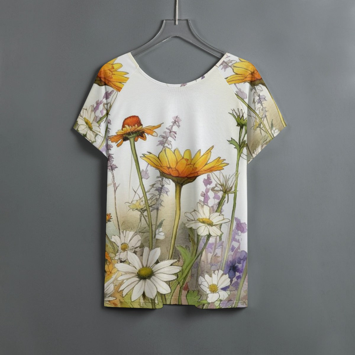 All-Over Print Women's Round Neck T-shirt With Raglan Sleeve