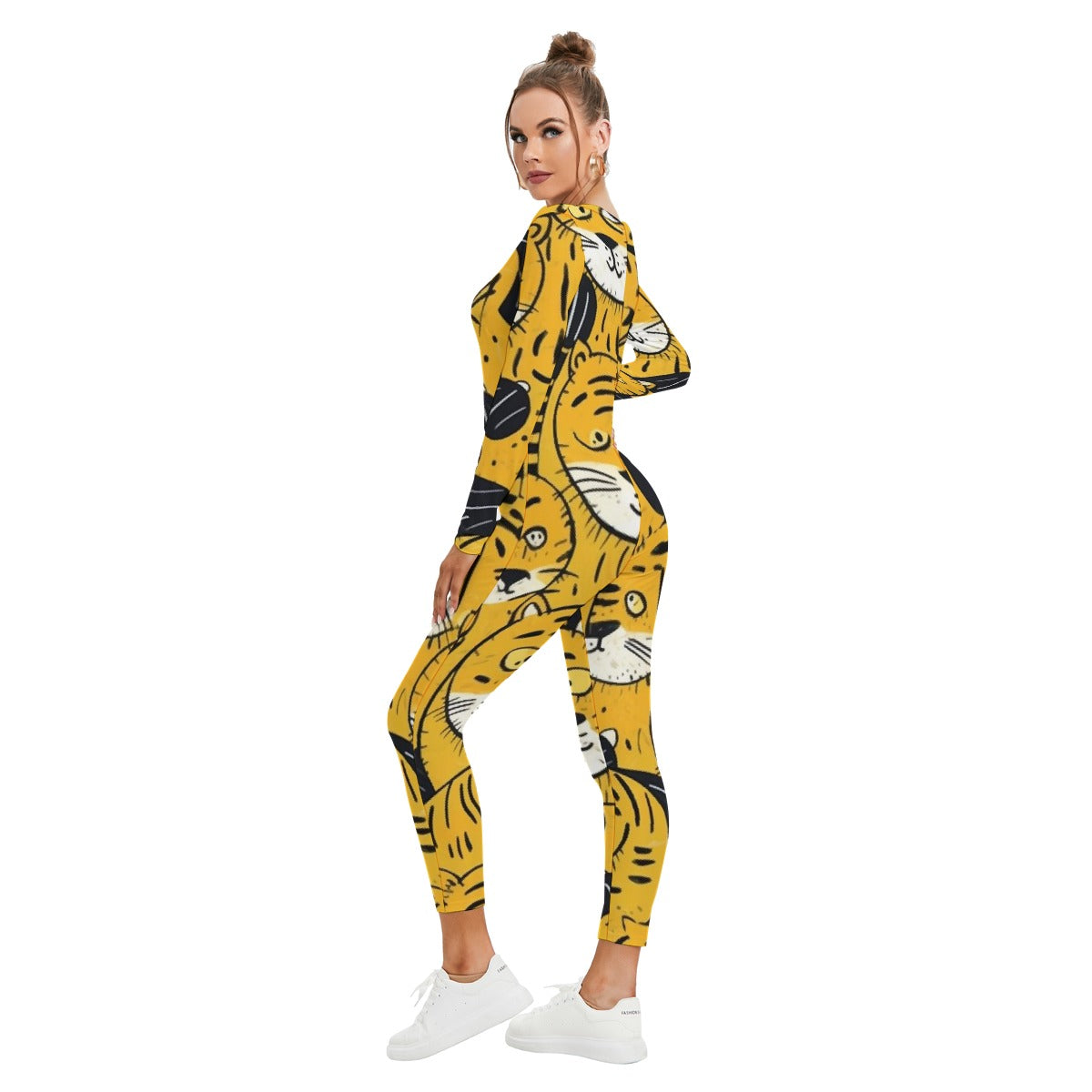 All-Over Print Women's Plunging Neck Jumpsuit