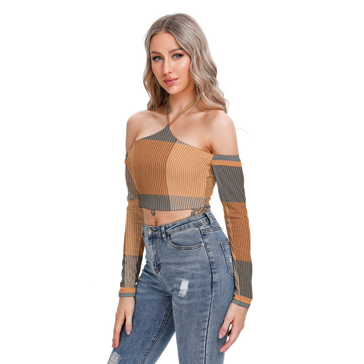 All-Over Print Women's Halter Lace-up Top
