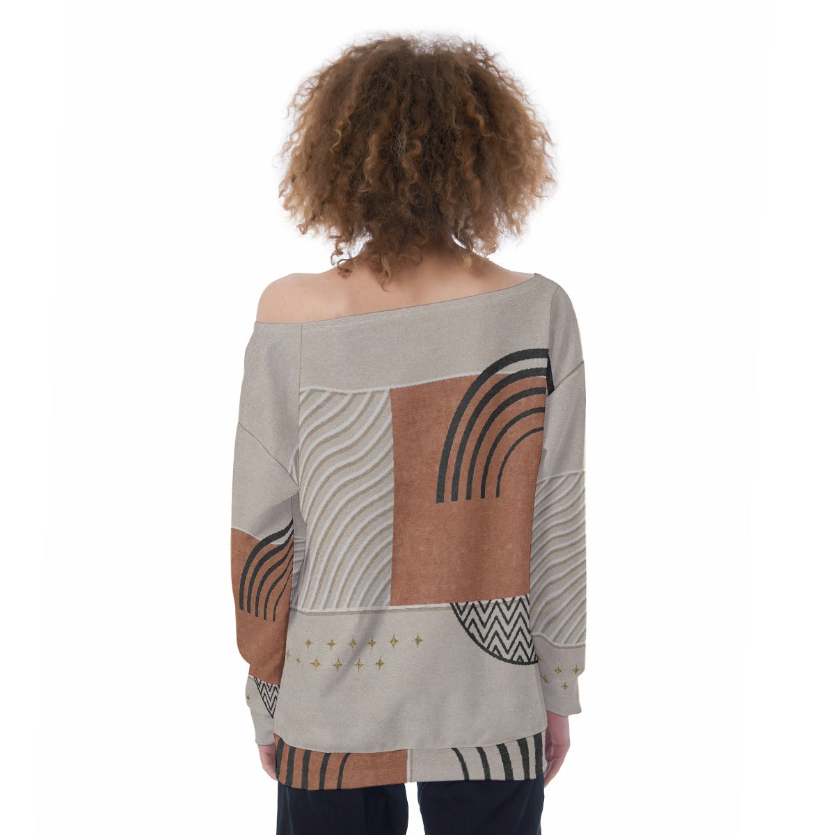 All-Over Print Oversized Women's Off-Shoulder Sweatshirt