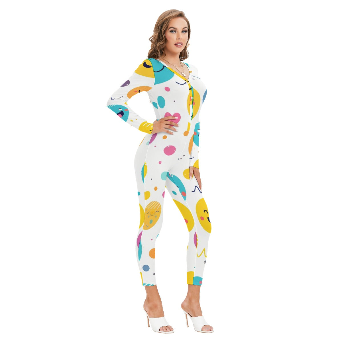 All-Over Print Women's Plunging Neck Jumpsuit