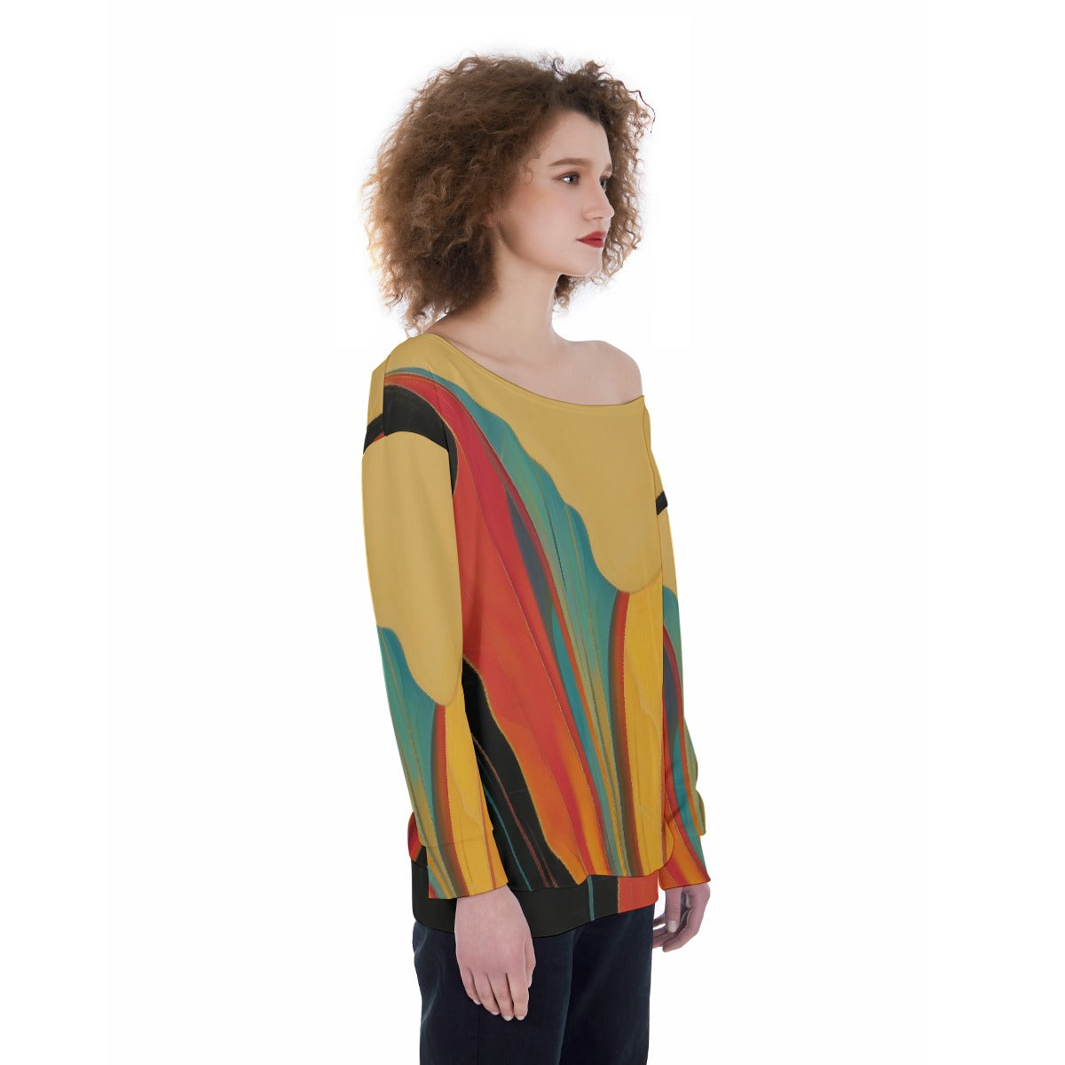 All-Over Print Oversized Women's Off-Shoulder Sweatshirt