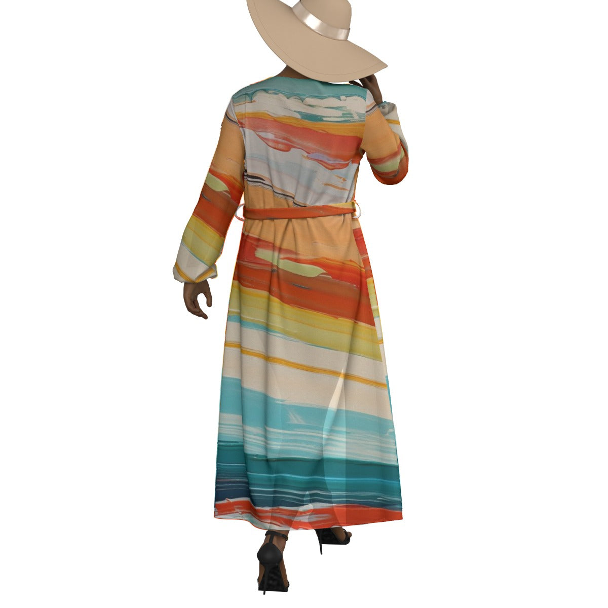 All-Over Print Women's Lace-up Chiffon Robe