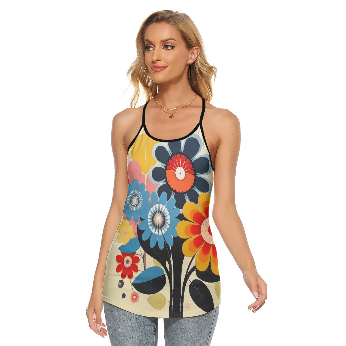 All-Over Print Women's Criss-Cross Open Back Tank Top