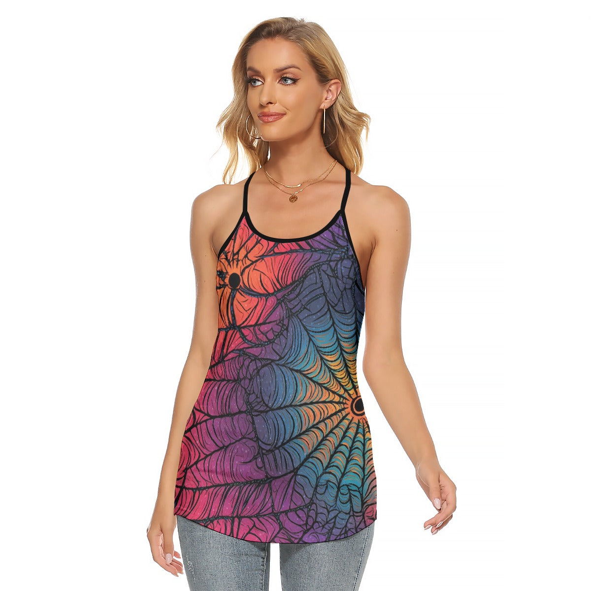 All-Over Print Women's Criss-Cross Open Back Tank Top