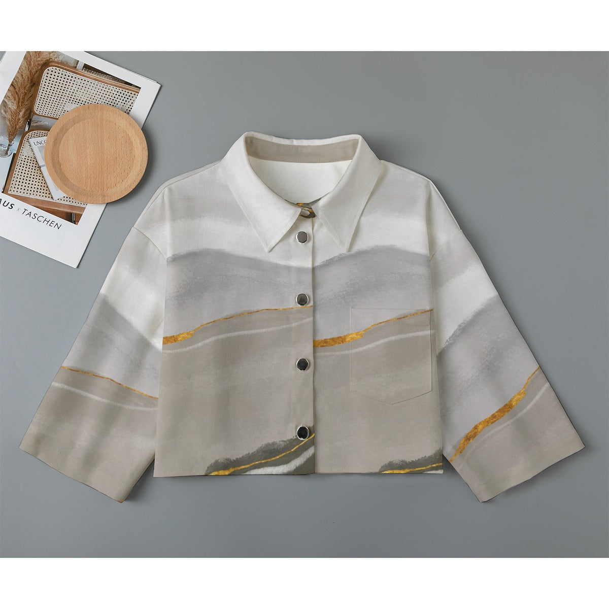 All-Over Print Women's Cropped Jacket | 245GSM Cotton